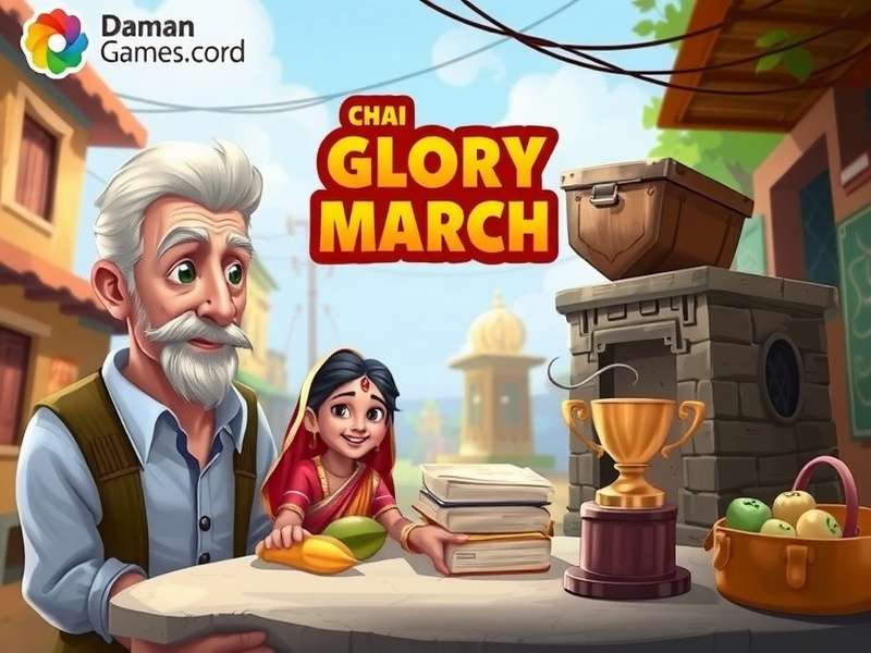 Chai Glory March Game Cover - Featuring Indian Street Scenes and Chai Elements